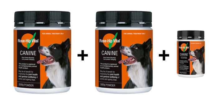 Rose-Hip Vital Canine Twin Pack (2 x 500g for $140 + FREE 150g Canine Powder)